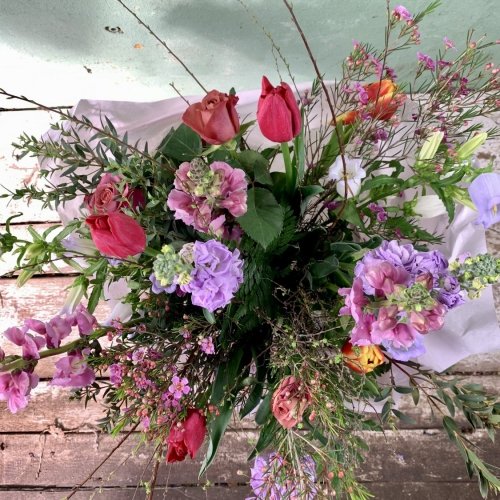 bouquet printanier rose-violet